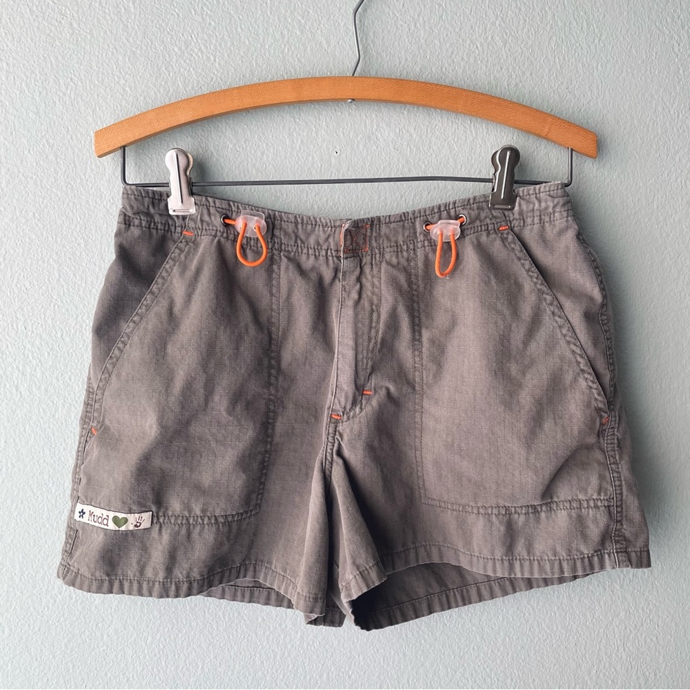 Mudd Women's Gray Cargo Shorts with Orange Accents